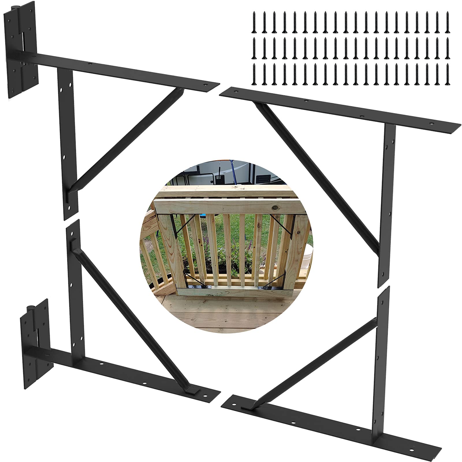 T Strap Hinges Heavy-Duty Gate Corner Bracket Kit – 90-Degree Brackets ...