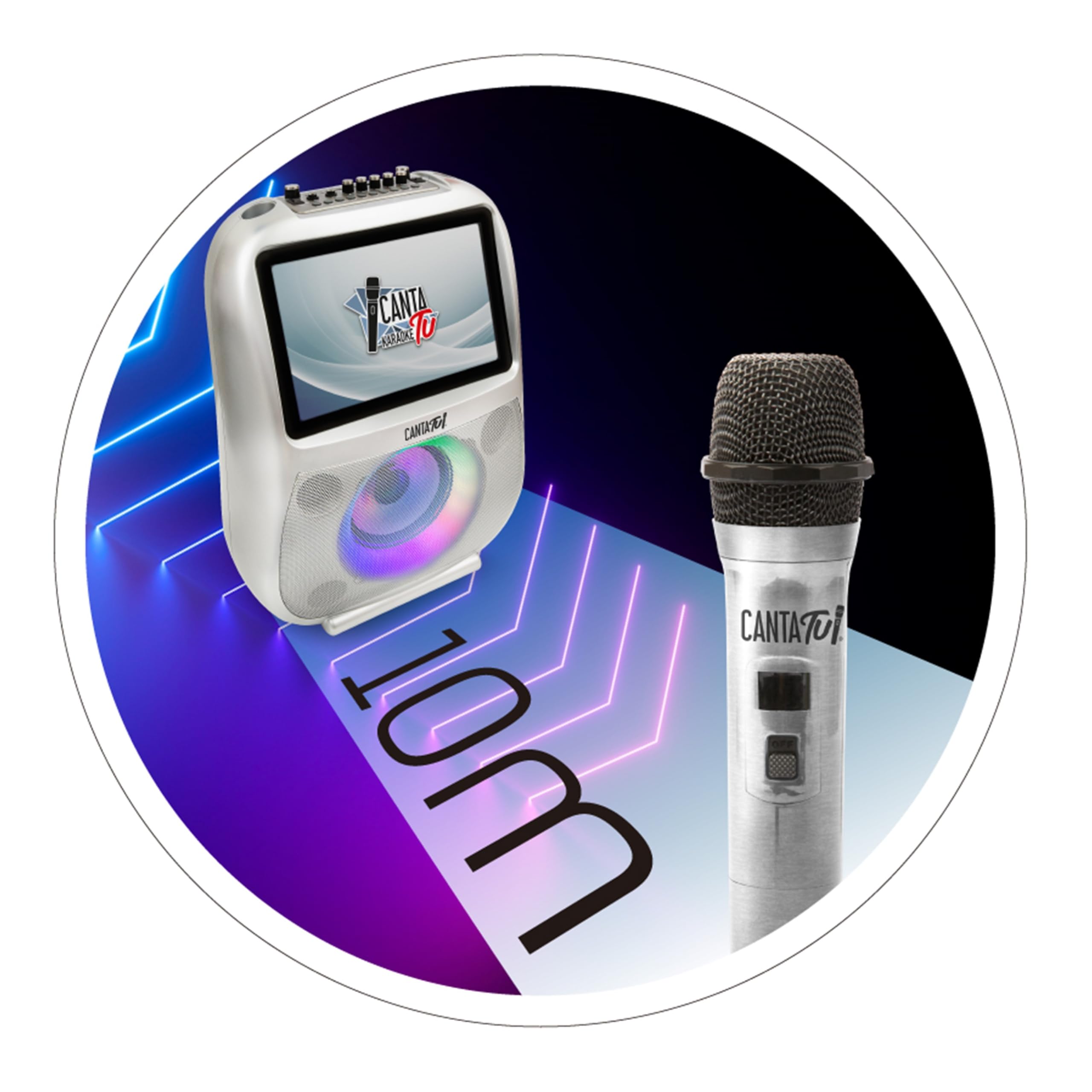 Canta Tu Karaoke - Microphone Silver, Un Microphone sans Fil, Micro Bluetooth Convient pour Le karaoké Canta Tu, pour Les événements familiaux, avec des Amis et des fêtes, Célèbre (CTC14101)
