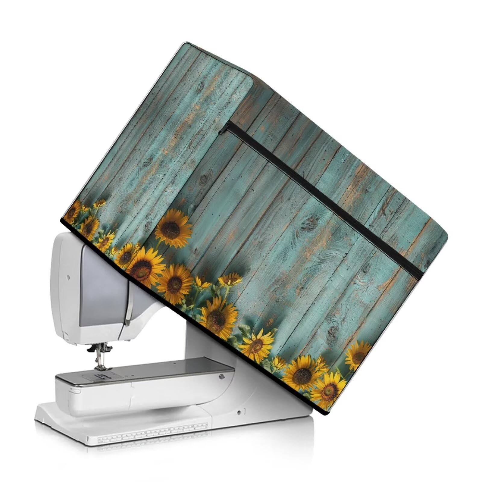 Kathyboom Women's Sunflowers Sewing Machine Cover With Pockets, Foldable Dust Cover For Most Standard Sewing Machines, Waterproof, Polyester