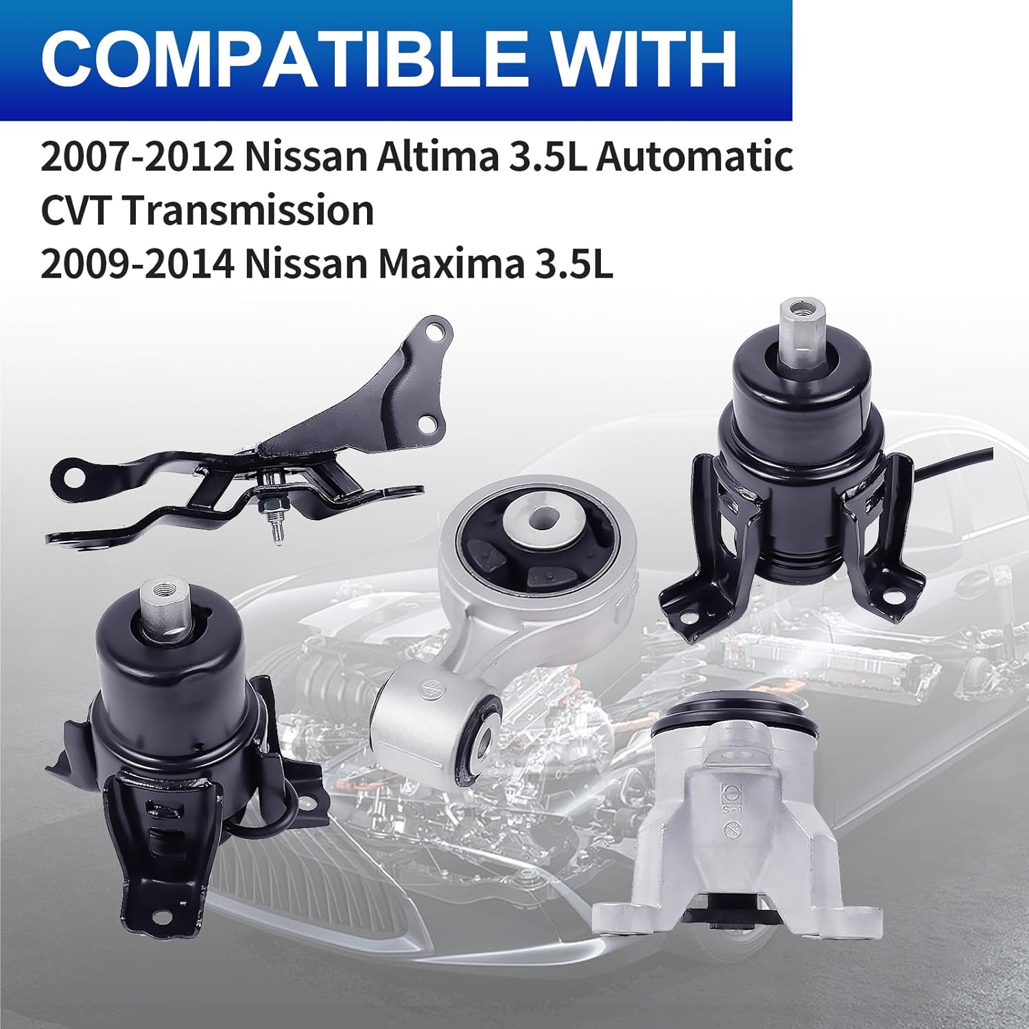 5PCS Engine Motor Mount Set 9808 9807 9622 9460 9545 - Vibration Reduction Support Compatible with 2007-2014 3.5L V6 - Heavy Duty Mounting Kit for Smooth Driving