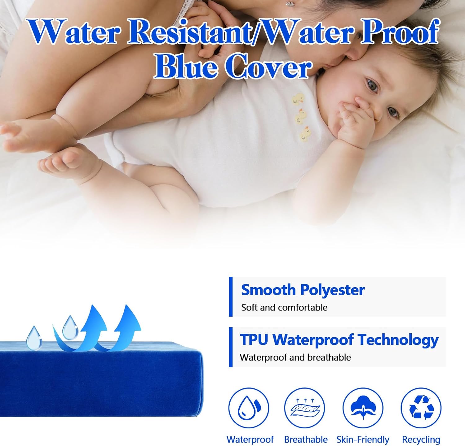 7" Full Mattress, Medium Soft, Breathable Fabric Cover & Adaptive Support, Full Size Blue Mattress with 2" Memory Foam Top for Guest and Kids Bedroom (Full)