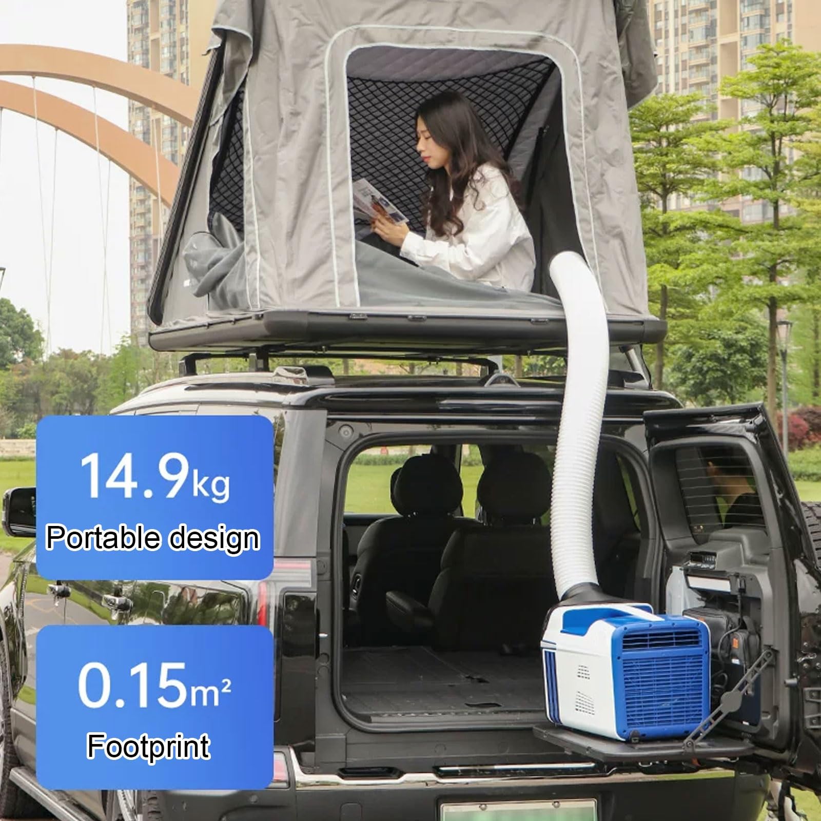 220-240V Condizionatore Casa Portatile, 4436 BTU, Raffreddamento 1300 W | Senza Scarico Delll'Acqua 4 Livelli di Velocità Risparmio Energetico Climatizzatore Campeggio per Soggiorno Ufficio Camper
