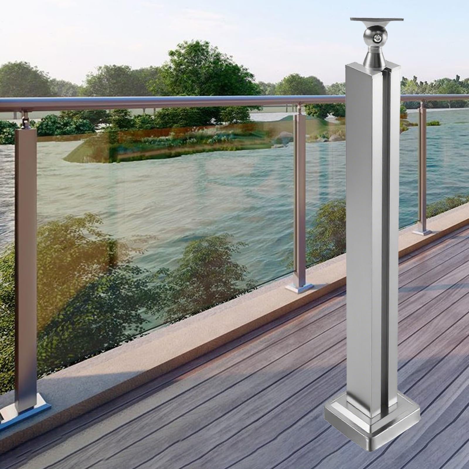 Kit garde-corps sans acier anti-rouille pour piscine et terrasse avec poteau de 60 cm