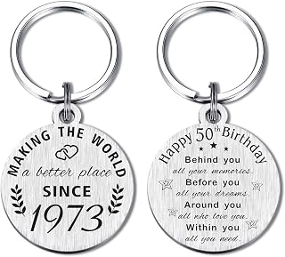 ABBNT 50th Birthday Gifts for Women Men, Born in 1973 Gifts, 50 Year Old Birthday Keychain, 1973 Birthday Decorations
