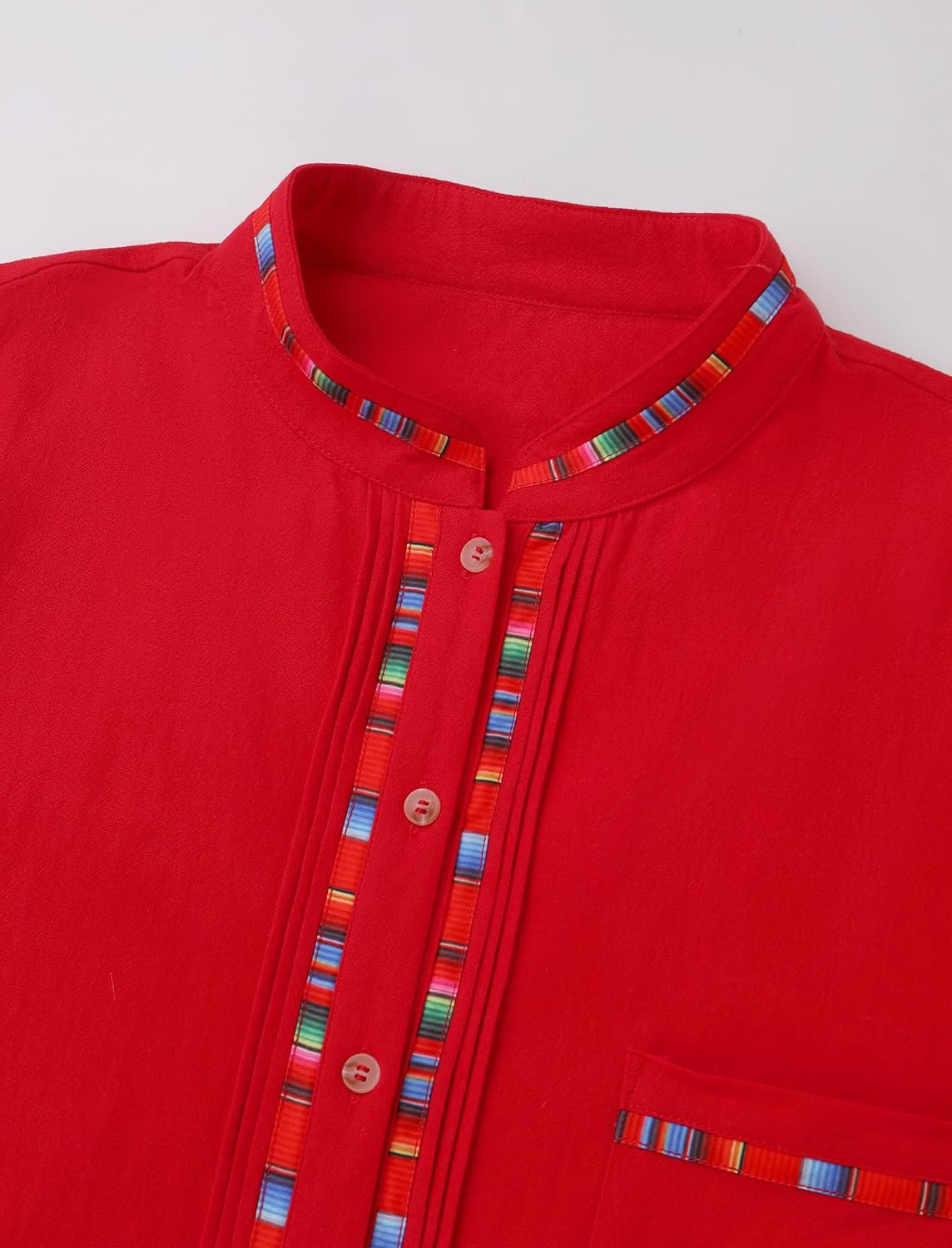 IKADEX Mexican Shirts for Men Traditional Men's Guayabera Dress Shirts Embroidered Button Down Cotton Tops Fiesta with Pocket