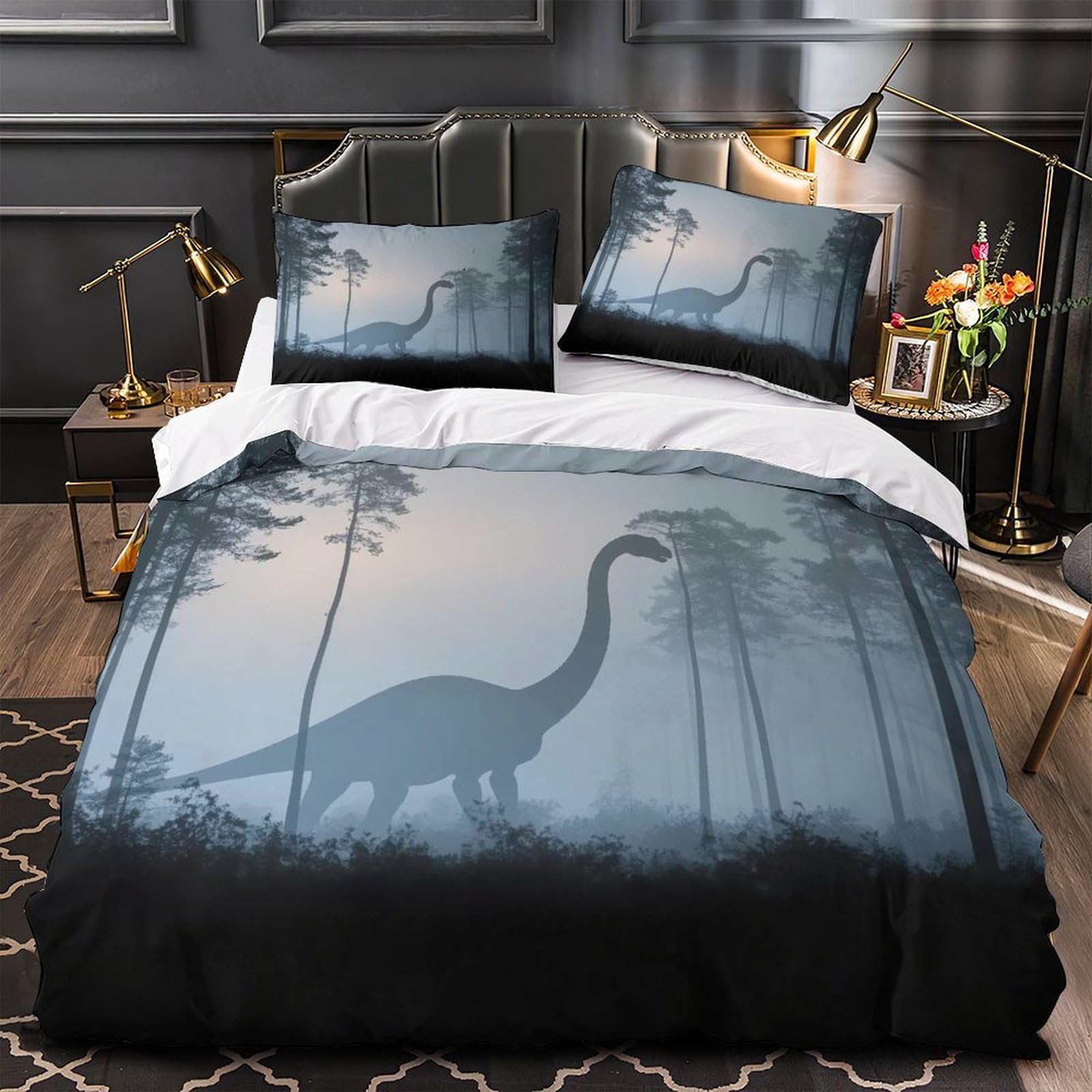 Housse de couette dinosaure hypoallergique ultra douce avec fermeture éclair