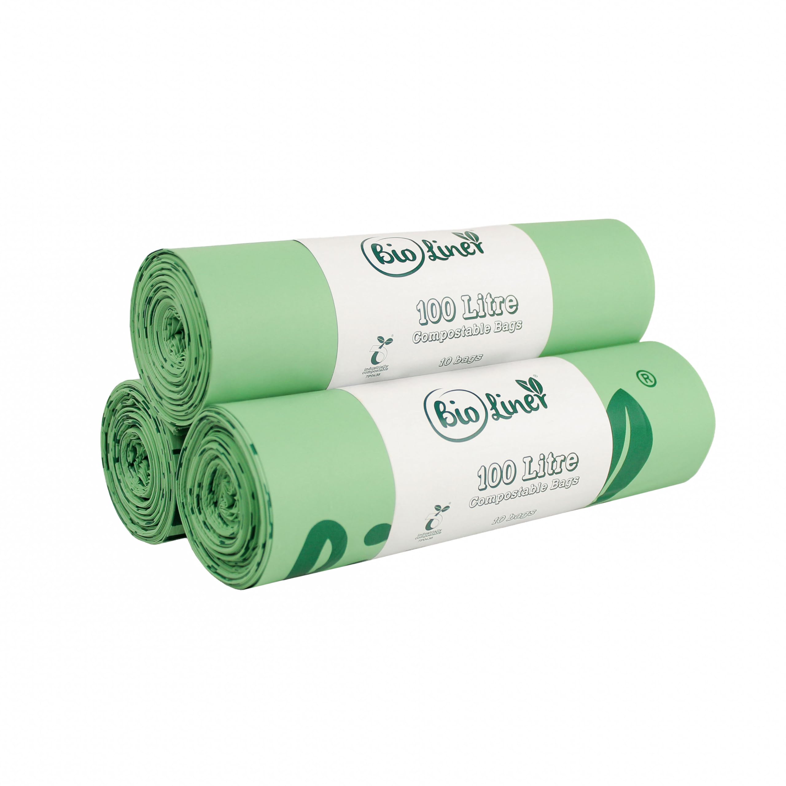 100L x30 Heavy Duty Compostable Food Waste Sacks - BioLiner Food Waste Bin Liners - EN 13432 - Compost Bags with Composting Guide - 100 Litre