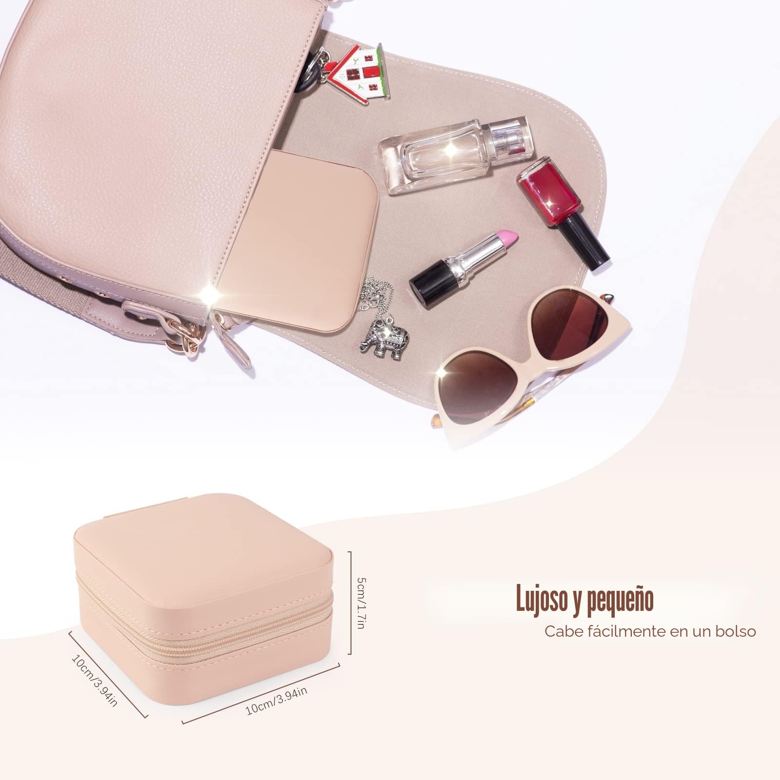 Talifoca Joyero de Viaje Con Espejo, Pequeño Para Mujeres y Niñas, de Cuero PU Para Pendientes, Anillos y Cadenas