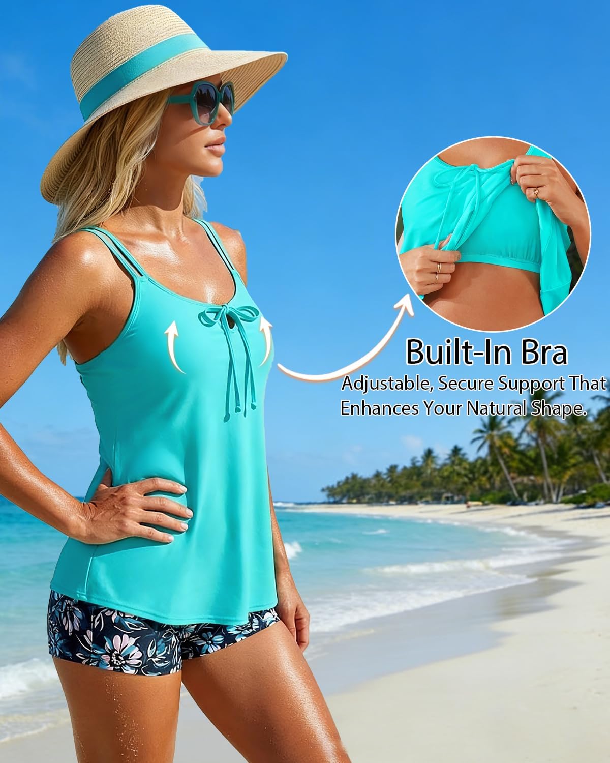 Daci Women’s Tankini Swimsuits - 2 Piece Tummy Control Bathing Suit Modest Flowy Swimwear with Boy Shorts 2026 - Image 6