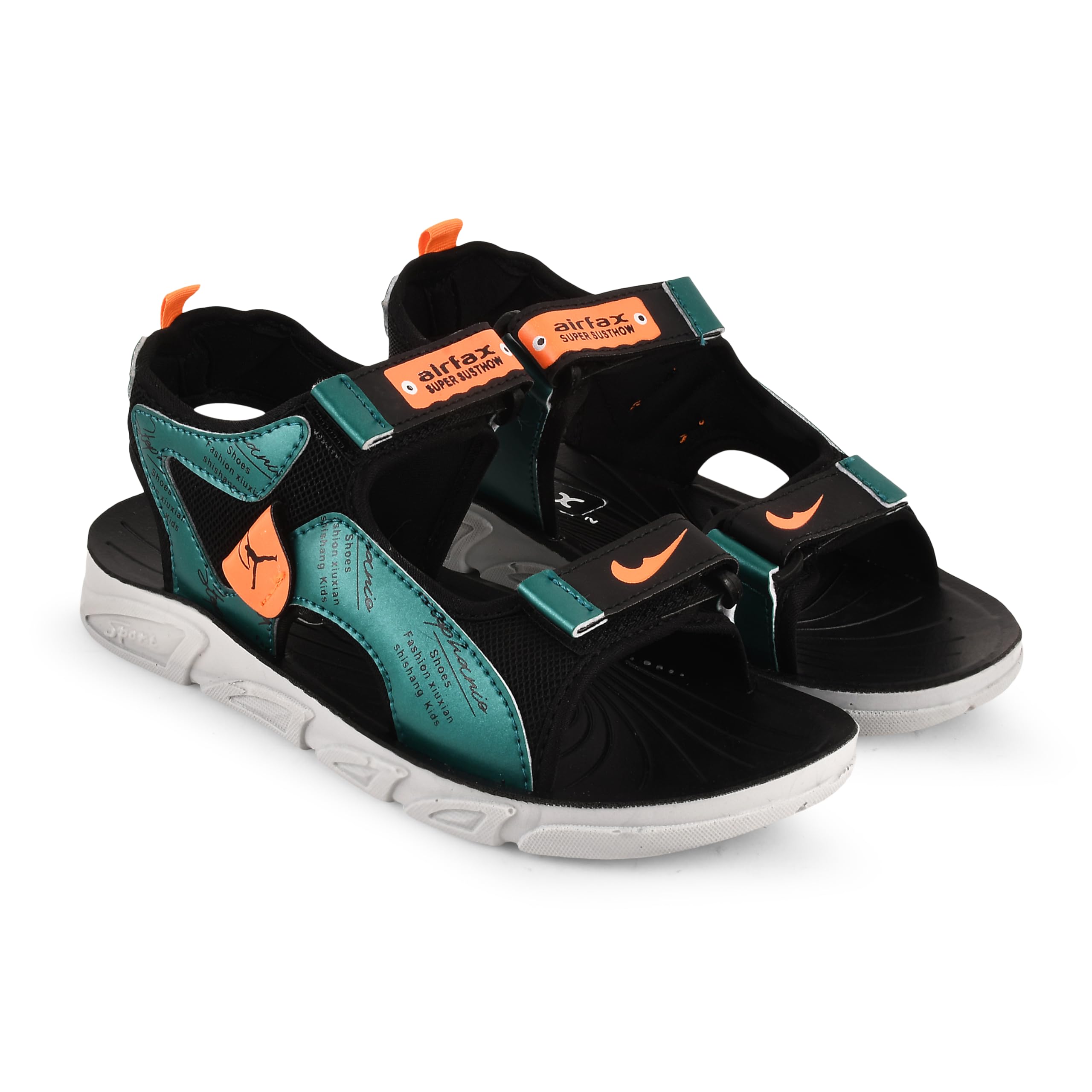 AIRFAX Unisex Child Kids & Boys Casual Indoor,Outdoor Soft Comfortable Lightweight Regular Valcro Floaters Sandals with PU Sole(TROOP_Black & Green_2) (B0CNT8YKNZ) Amazon Price History, Amazon Price Tracker