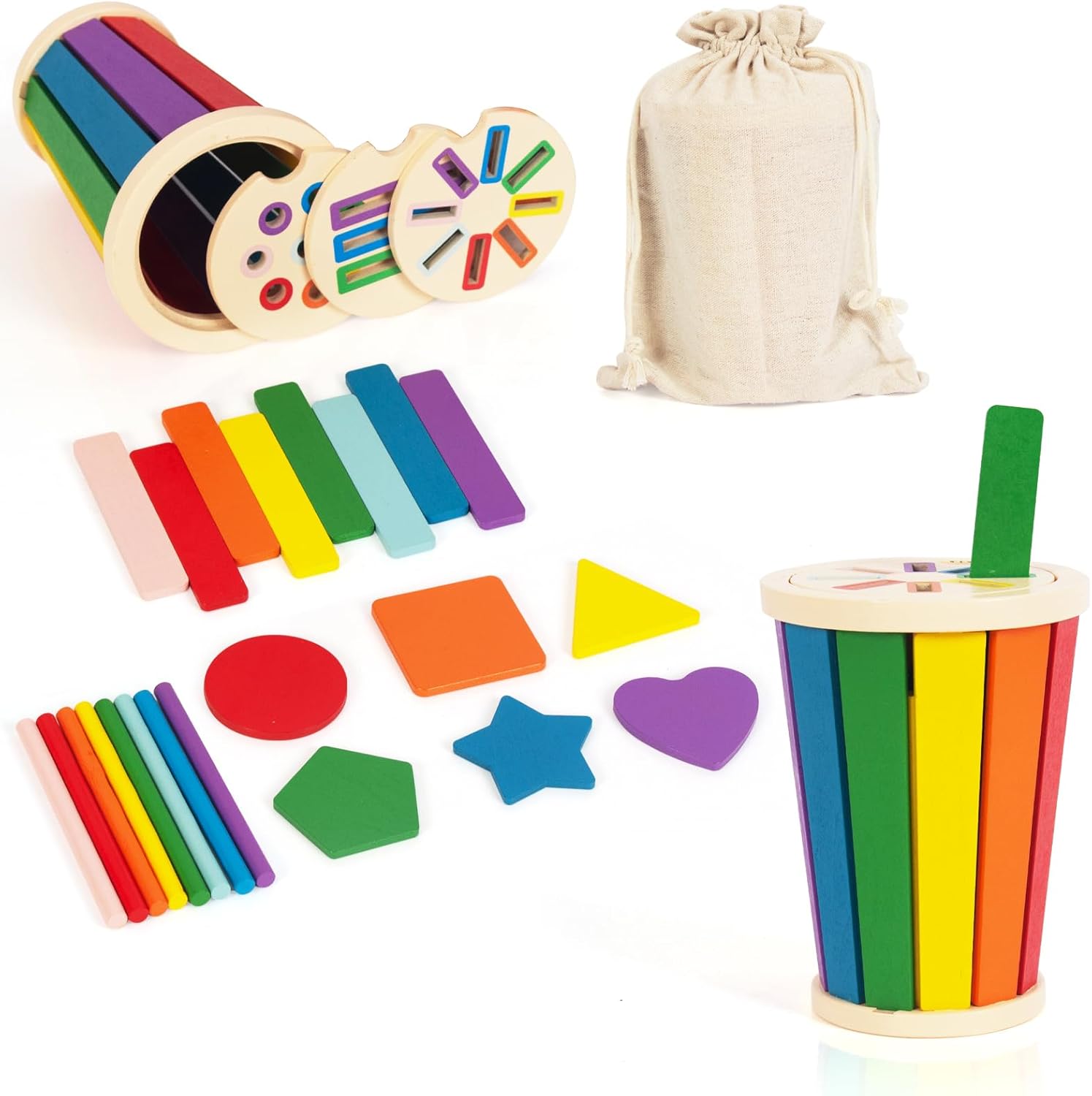 Shape & Color Sorting Montessori Toys for Toddlers 1-3, Wooden Sensory Toys, Preschool Learning Activities Matching Game, Educational Toy for Fine Motor Skills, Travel Gift for Boys Girls Shape & Color Sorting Montessori Toys for Toddlers 1-3, Wooden Sensory Toys, Preschool Learning Activities Matching Game, Educational Toy for Fine Motor Skills, Travel Gift for Boys Girls