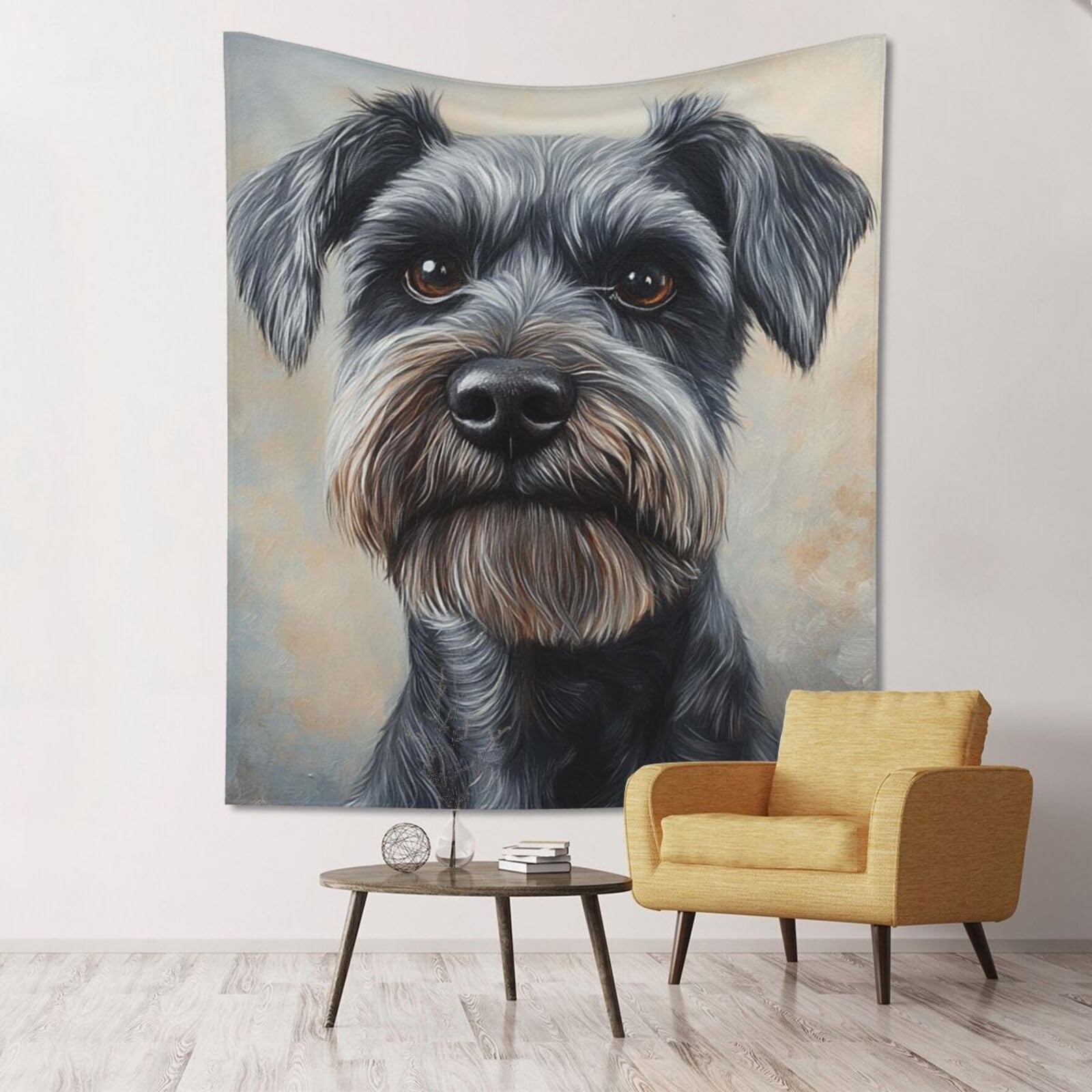 XOPEKVLAWM Tapestry Wall Hanging for Bedroom Aesthetic Wall Mural Tapestries 152x130 cm Art Backdrop Schnauzer Tapestries Landscape Poster Tapestry for Living Room Dorm Office Home Decor
