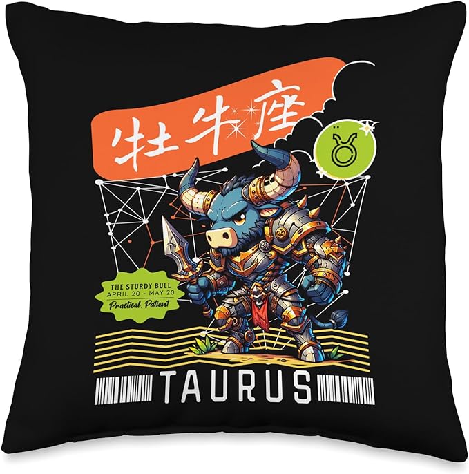Kawaii Zodiac Sign Astrology Astrological Sign Taurus Throw Pillow