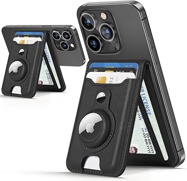 HiWe for MagSafe Wallet with AirTag Holder, 6-Card Holder, RFID Blocking, Strong Magnetic Wallet for iPhone 12-17 Series, ID Window