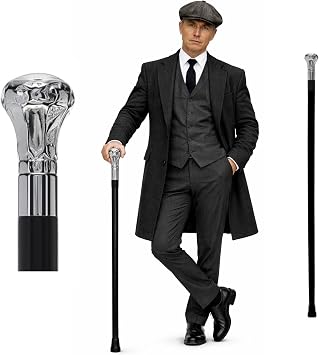 AnNafi Bat Masterson Cane Replica| Pewter Brass Handle Unisex Derby Cane |Decorative Defense Victorian Walking Sticks for Men | Lightweight Classic Walking Stick