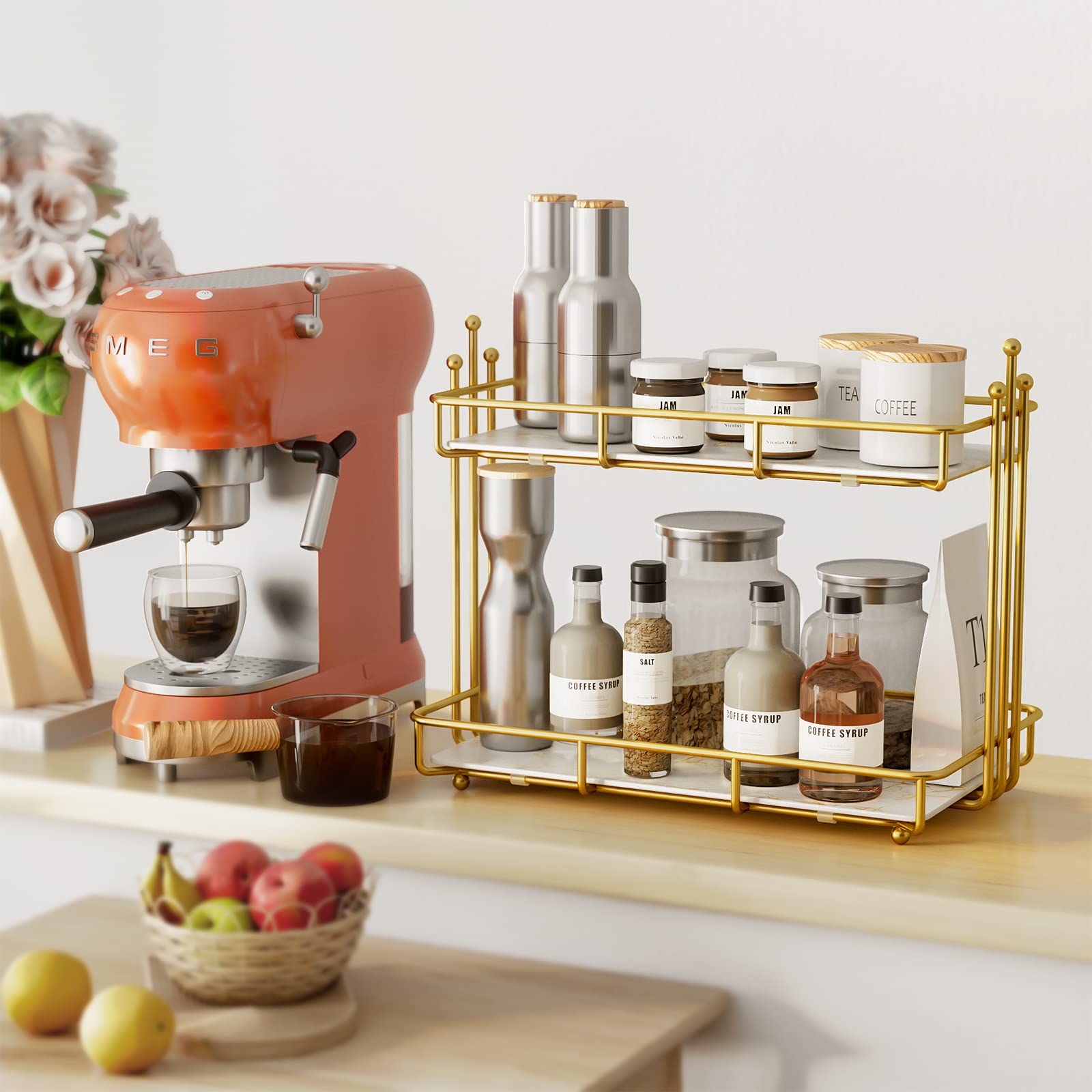 Organizer Per Trucchi In Marmo E Oro - Vassoio Portaoggetti Per Bagno, Cosmetici E Profumi - Foto 12