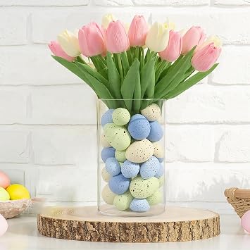 Kidum 36 Pcs Easter Speckled Eggs Vase Filler Plastic Speckled Eggs Faux Eggs for Decoration Bowl DIY Spring Displays and Easter Decorations Vase Decorating