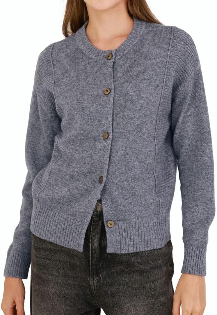 Amazhiyu Women's 100% Wool Button Down Sweaters Winter Long Sleeve Knit Cardigan - Image 6