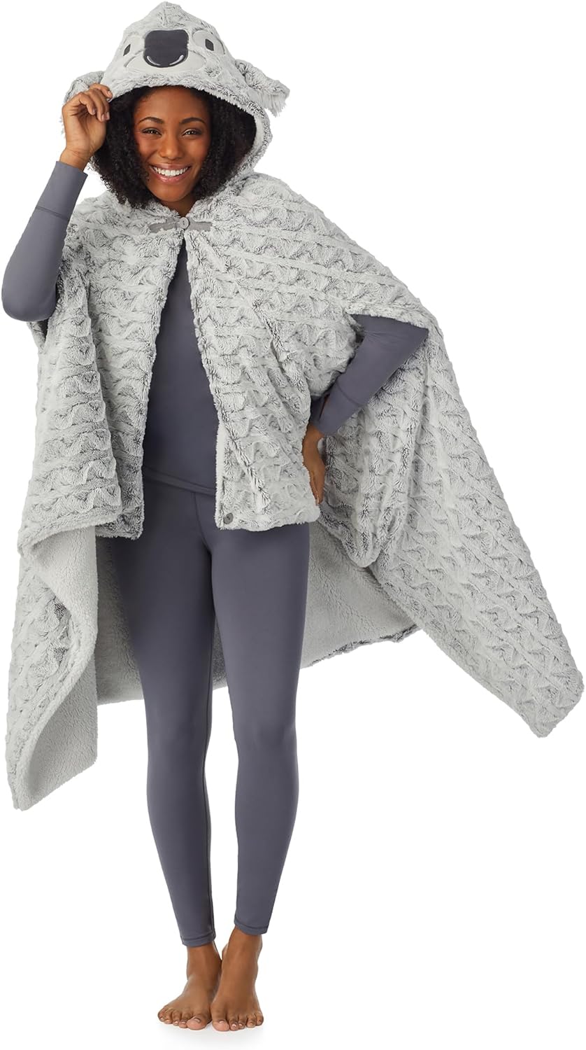 Saint Eve Grown Ups Sherpa Lined Fleece Blanket Hoodie for Women, Comfy Oversized Wearable Blanket Wrap with Animal Hood