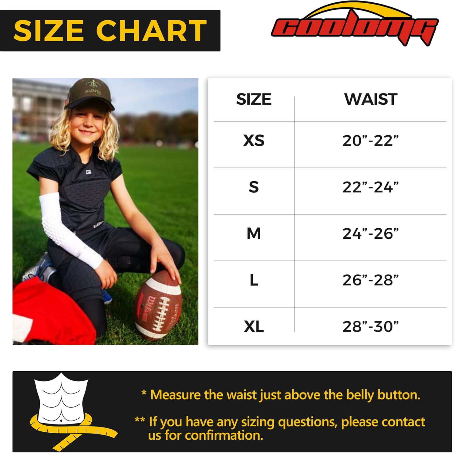 COOLOMG Youth Football Girdle Boys 5 Pads Football Shorts Compression Padded Shorts with Hip Tailbone Thigh Protection - Image 2