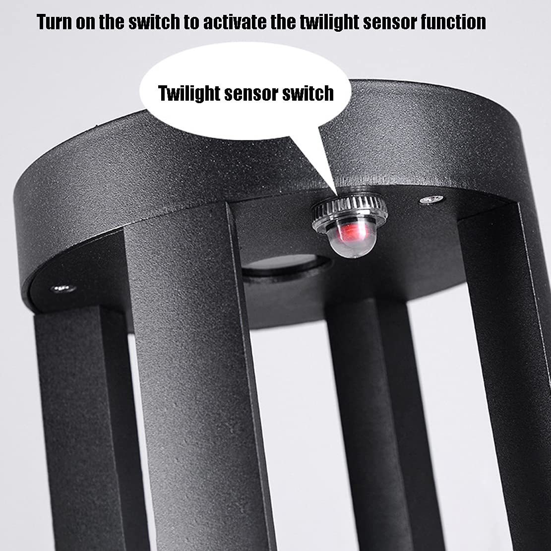 Zewnętrzna lampa solarna LED 15 W z czujnikiem zmierzchu, antracytowa lampa ogrodowa, wodoszczelność IP65, aluminiowa lampa solarna, H20 cm, oświetlenie dróg, 3000 K, ciepła biel, 1200 lm