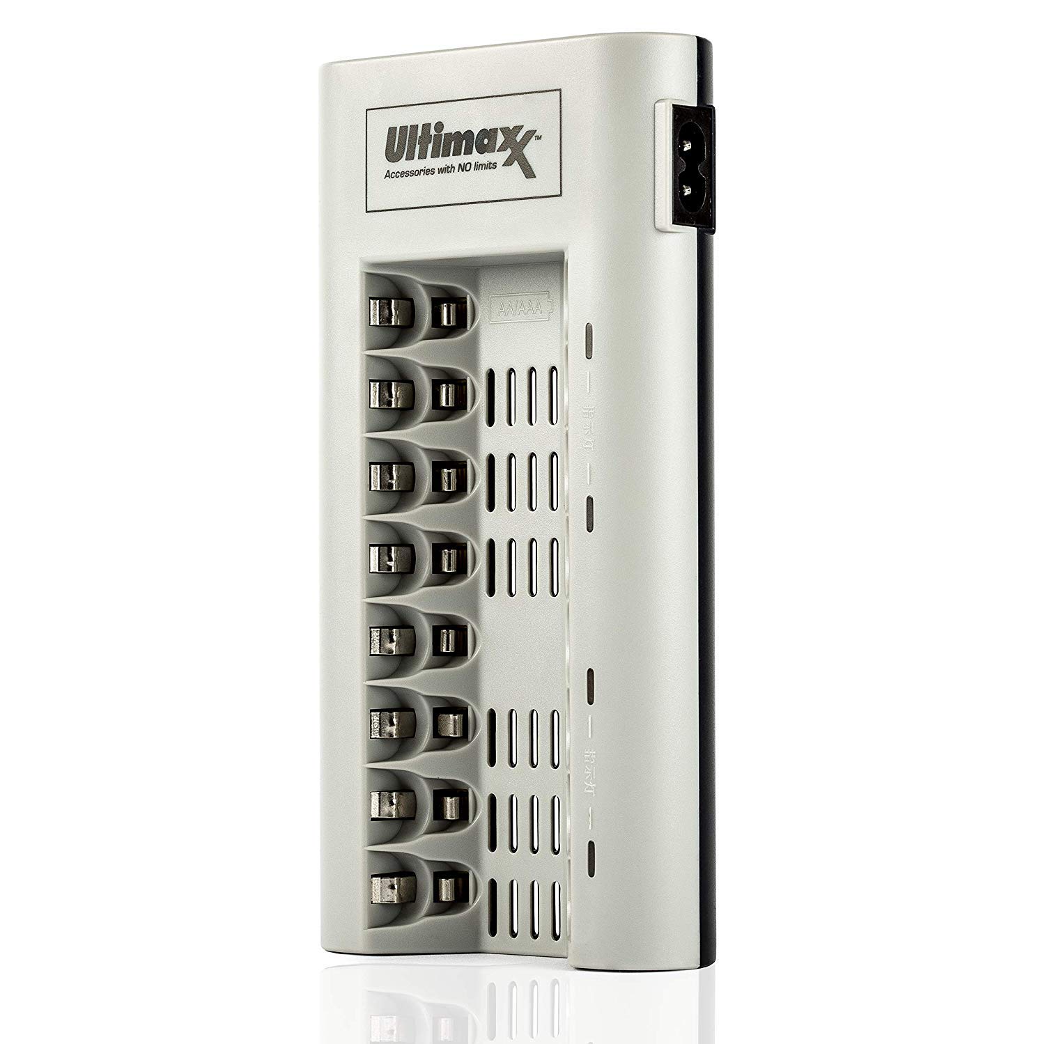 Ultimaxx Charger with Batteries – 8 Port Battery Charger and 2X 4 AA Batteries 3150mAh Memory Free- Rechargeable, Ni-MH, Durable & Long-Lasting Batteries