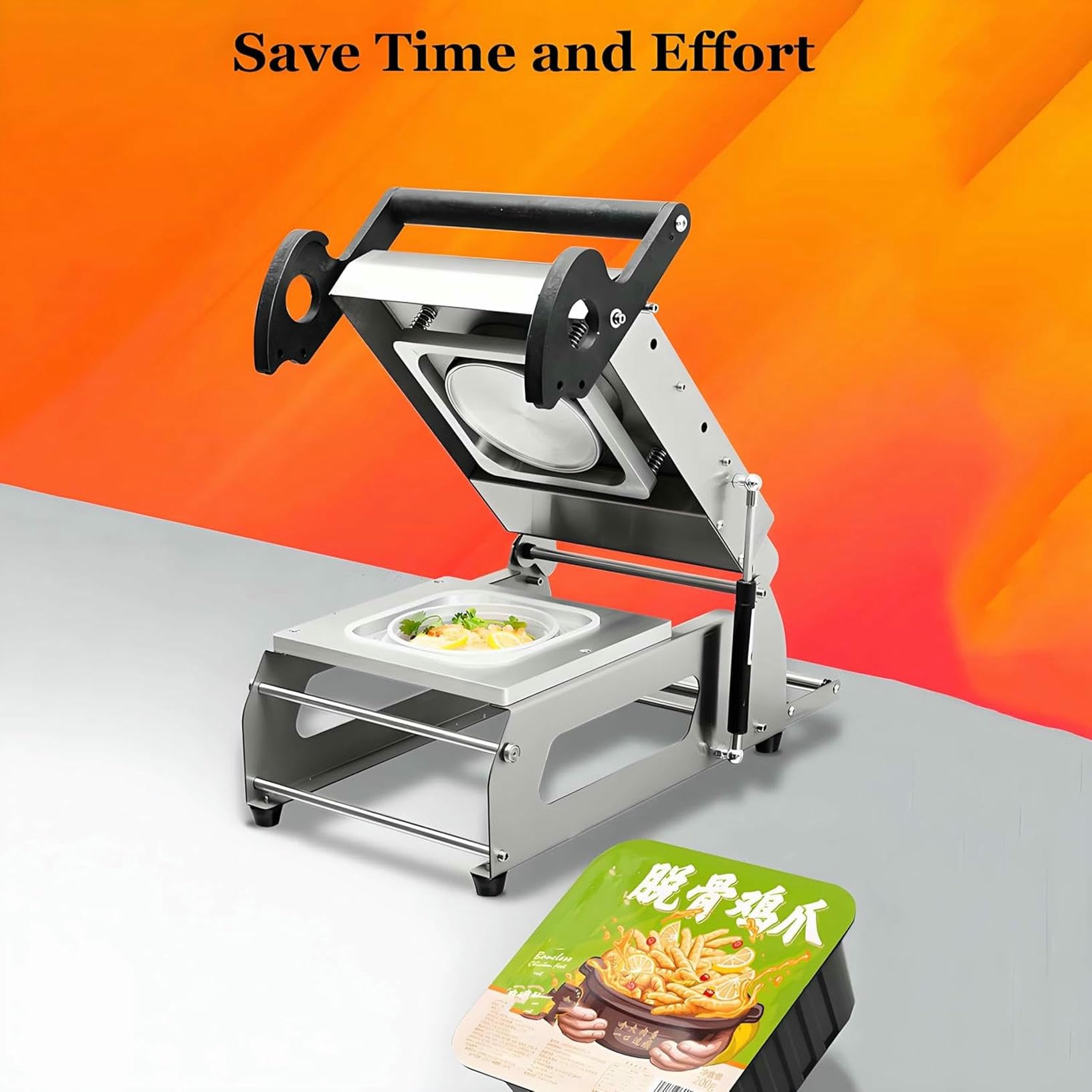 Macchina per Termosaldatura Commerciale di Vassoi di Carne, Sigillatrice per Alimenti con Scatola da Asporto A Pressione Manuale, per Alimenti Cotti A Base di Bistecca