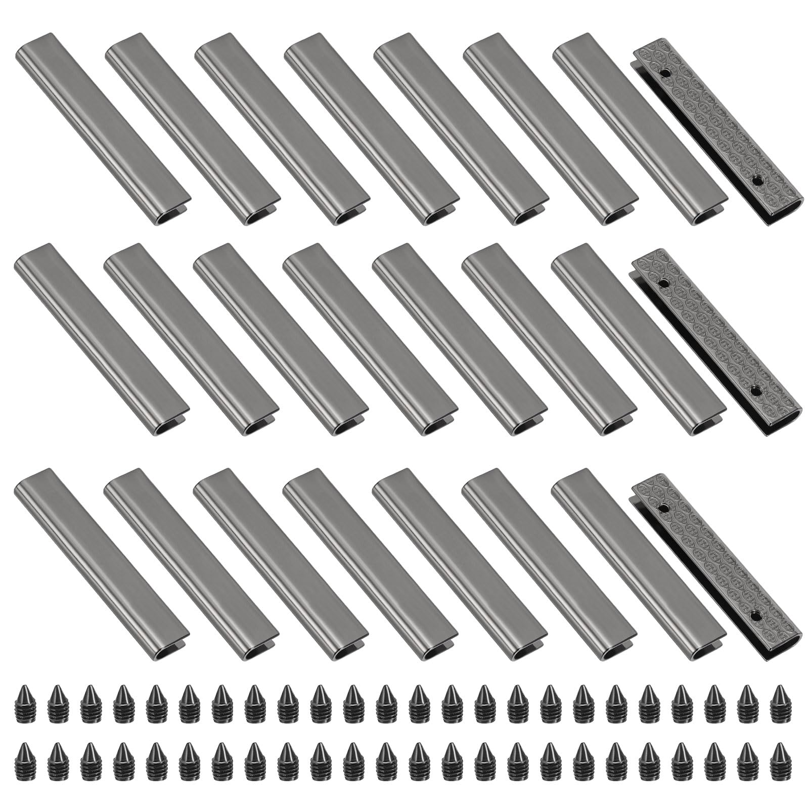 sourcing map 24Pcs Metal Belt Buckle End Tips with Screws, Black Zinc Alloy Purse Hardware Belt Tip 0.22" Wide 2.05" L Rectangle Zipper End Cap for DIY Crafts Bag Making Belt Clip Clasps
