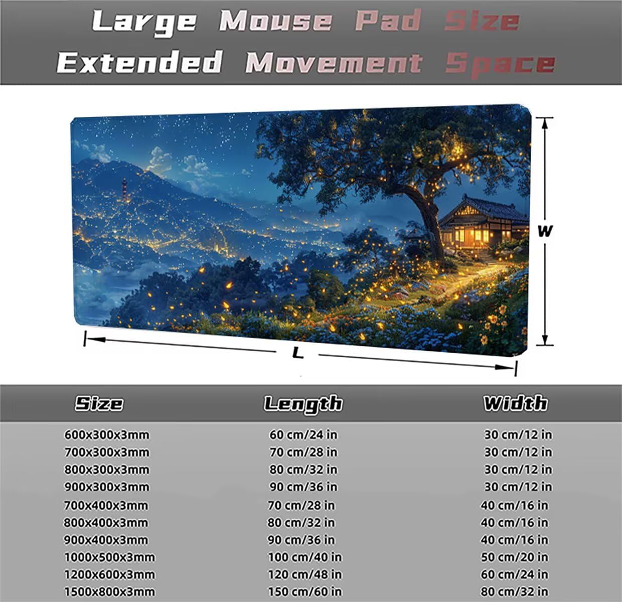 Tappetino per Mouse Gaming XXL 1200x600x3mm– Ufficio Mousepad Grande – Migliora la Velocità e la Precisione Tenuta Stabile Sottomano per Ufficio e Casa Accessori Scrivania Paesaggio PjY12271 N-U