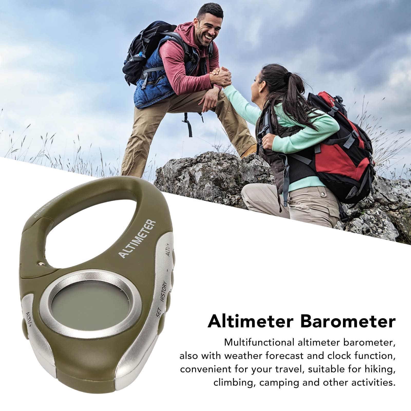 Altimètre Numérique avec Rétroéclairage, Baromètre Multifonctionnel, Altimètre, Thermomètre, Moniteur D'altitude Métrique pour l'escalade, Le Camping, Les Sports De Plein Air