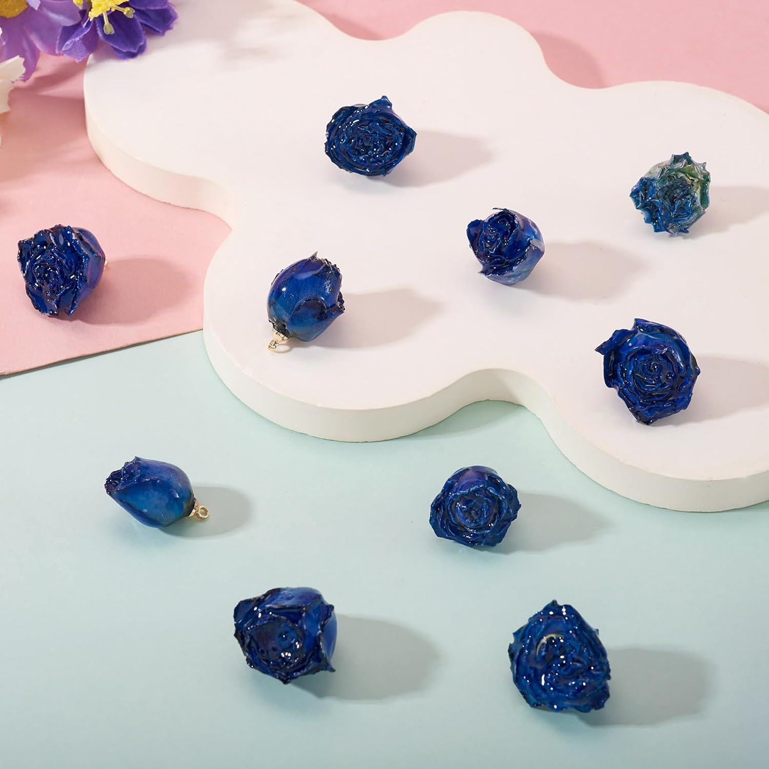 Craftdady Rose Flower Charms Plastic Flower Pendants Colorful Floral Charms for Valentines Day Gifts DIY Earrings, Bracelets, Necklaces Jewelry Making - Image 7