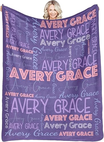 Dr.TOUGH Manta personalizada con nombre para niños, manta personalizada con nombre de cumpleaños