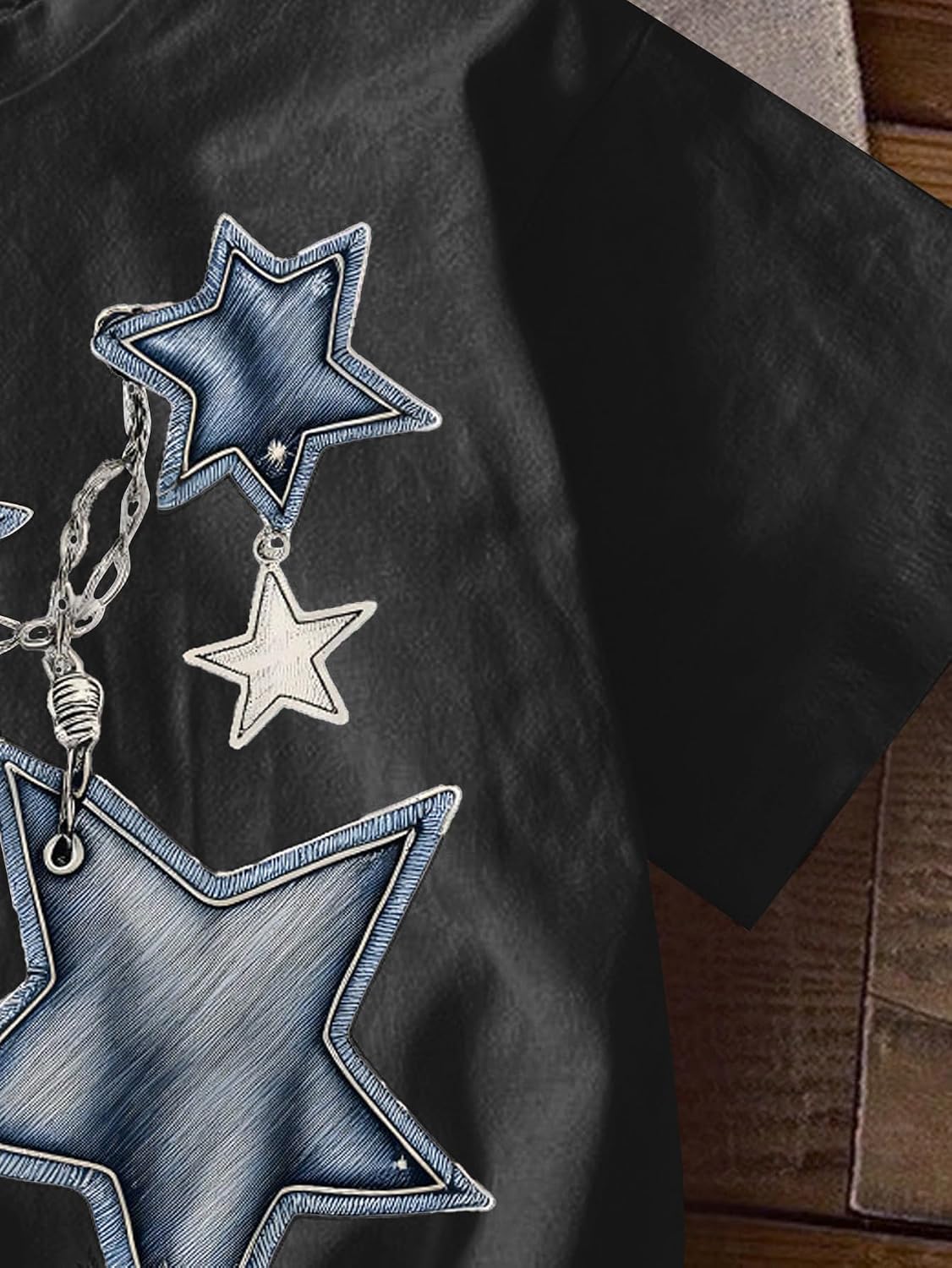 RoseSeek Girl's Geometric Star Graphic Tee Tops Casual Summer T Shirt image 3