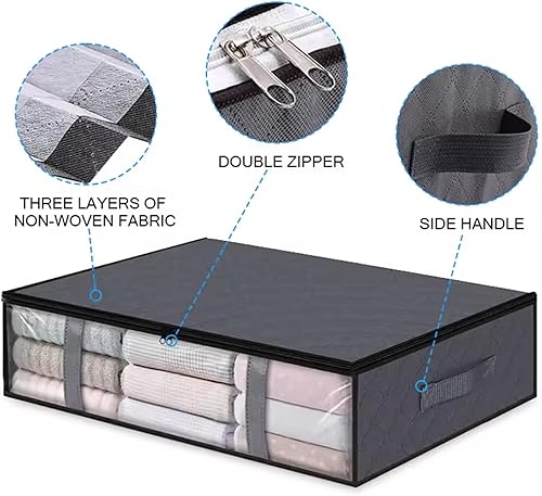 Miniatura 2 de Paquete de 6 organizadores de armario de 40.5L90L con tapas debajo de la cama, bolsas de almacenamiento plegables para mudanzas, ropa de cama,