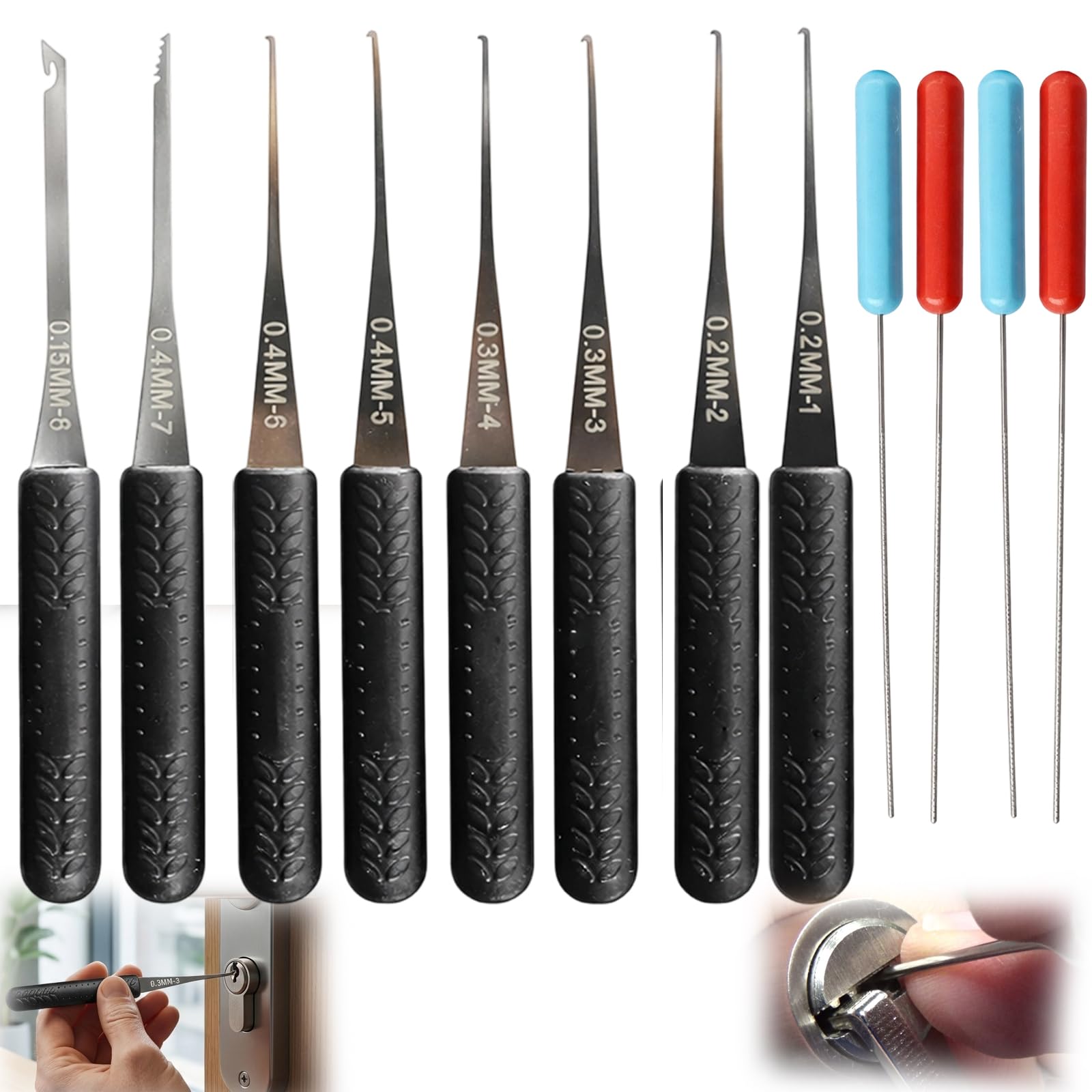 Broken Key Extractor Tool and Lock Picking Kit, 12-Piece Professional Locksmith Tools for Emergency Lock Repair and Automotive Key Removal, Portable Keys Extractor Set