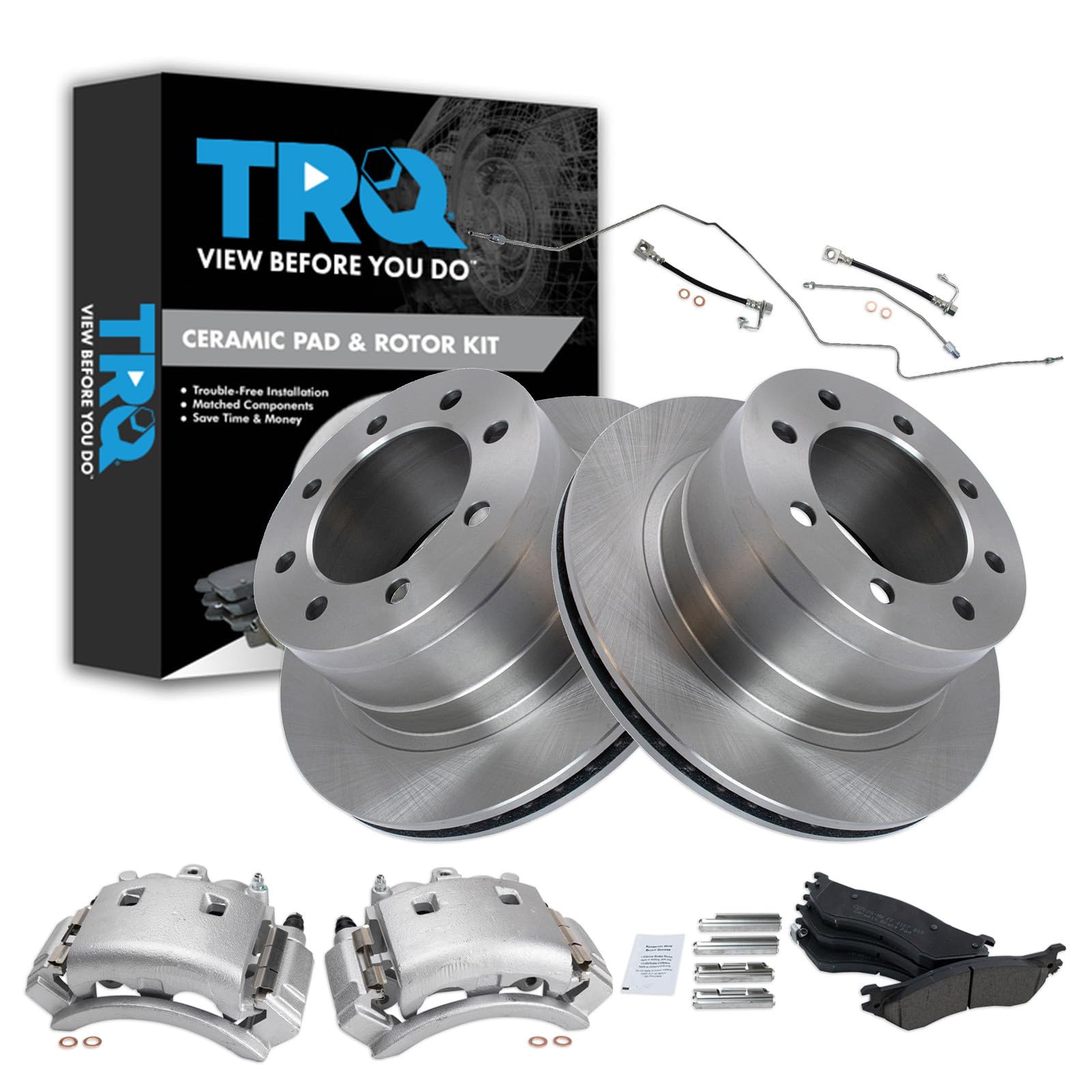 TRQ Rear Brake Pad &amp; Rotor Kit Ceramic