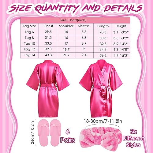 Miniatura 2 de 18 piezas de suministros de fiesta de spa para niñas 6 kimonos de satén 6 diademas de spa 6 pantuflas desechables de pedicura de espuma para niñas