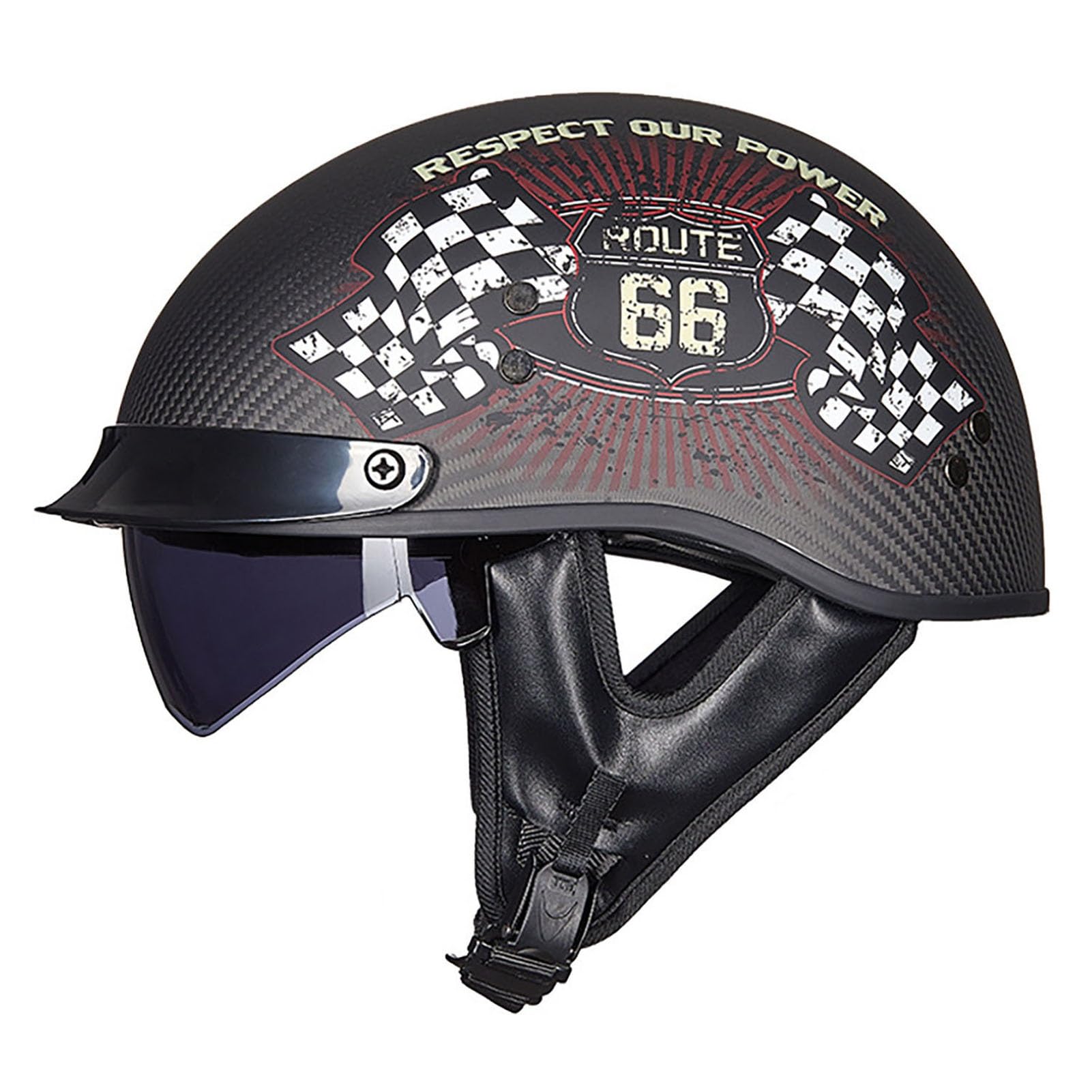 Casque de moto en fibre de carbone rétro jet vintage pour chopper cruiser