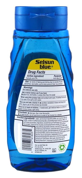 Selsun Blue Shampoo Naturals Dandruff Itchy Dry Scalp 11 Ounce (325ml) (6 Pack)