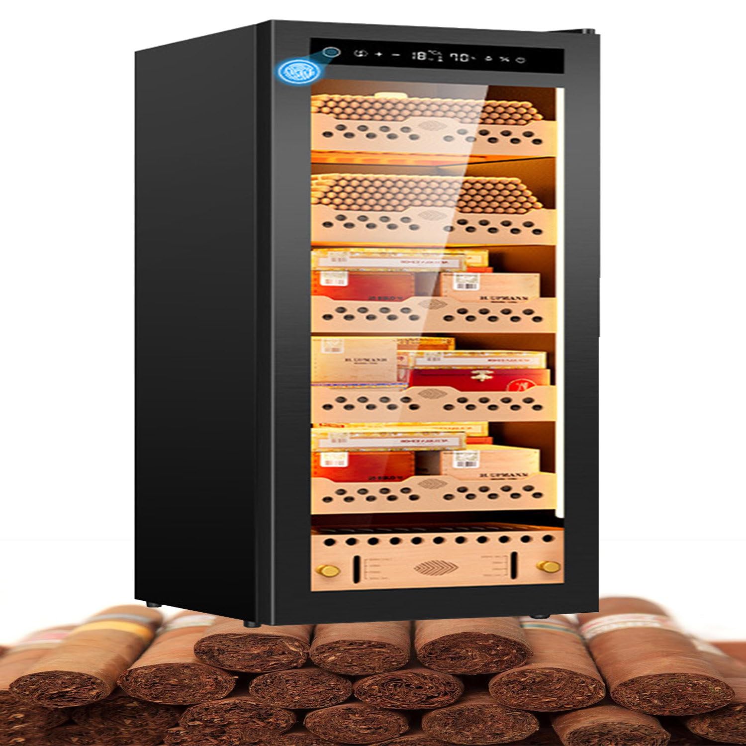 Elektrischer Kühlhumidor, Zigarrenschrank mit App-Steuerung und Temperatureinstellung, Zigarrenaufbewahrungsschrank mit großer Kapazität, intelligenter Kühlhumidor 138C