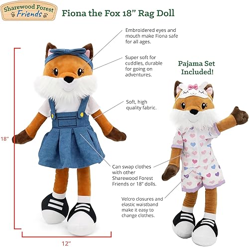 Miniatura 2 de Muñeco de bebé suave de peluche, zorro de 18 pulgadas, muñeca de trapo de felpa con 2 juegos de ropa, mi primer juguete de peluche para niñas, niños