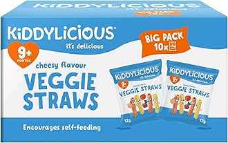 Kiddylicious Cheesy Veggie Straws Box - Delicious Snacks for Kids - Suitable for 9+ Months - 10 Packs