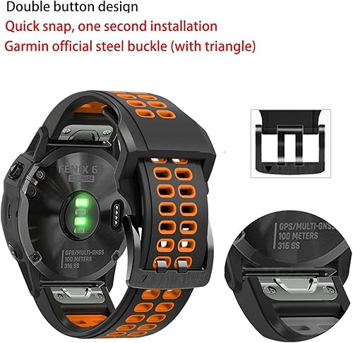 Vista 4 de KFAA Correa de reloj de 22 de 1.024 in para Garmin Fenix 7 Fenix 6 5 5Plus 935 945 pulseras de silicona Easyfit para correa de reloj Fenix 7X 6X 5X