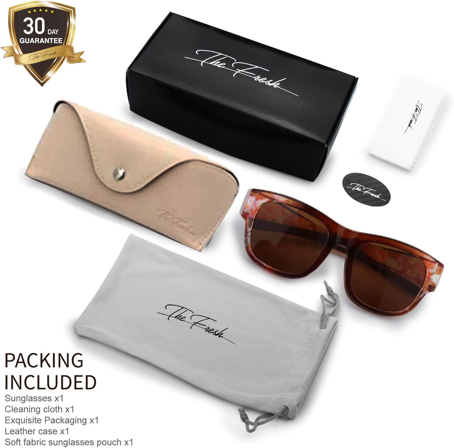 The Fresh High Definition Polarized Wrap Around Shield Sunglasses for Glasses - Leather Eyeglasses Case