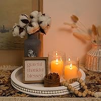 Vista 2 de Romadedi - Bandeja de madera rústica para decoración de mesa auxiliar, bandeja decorativa redonda de madera para decoración de mesa auxiliar