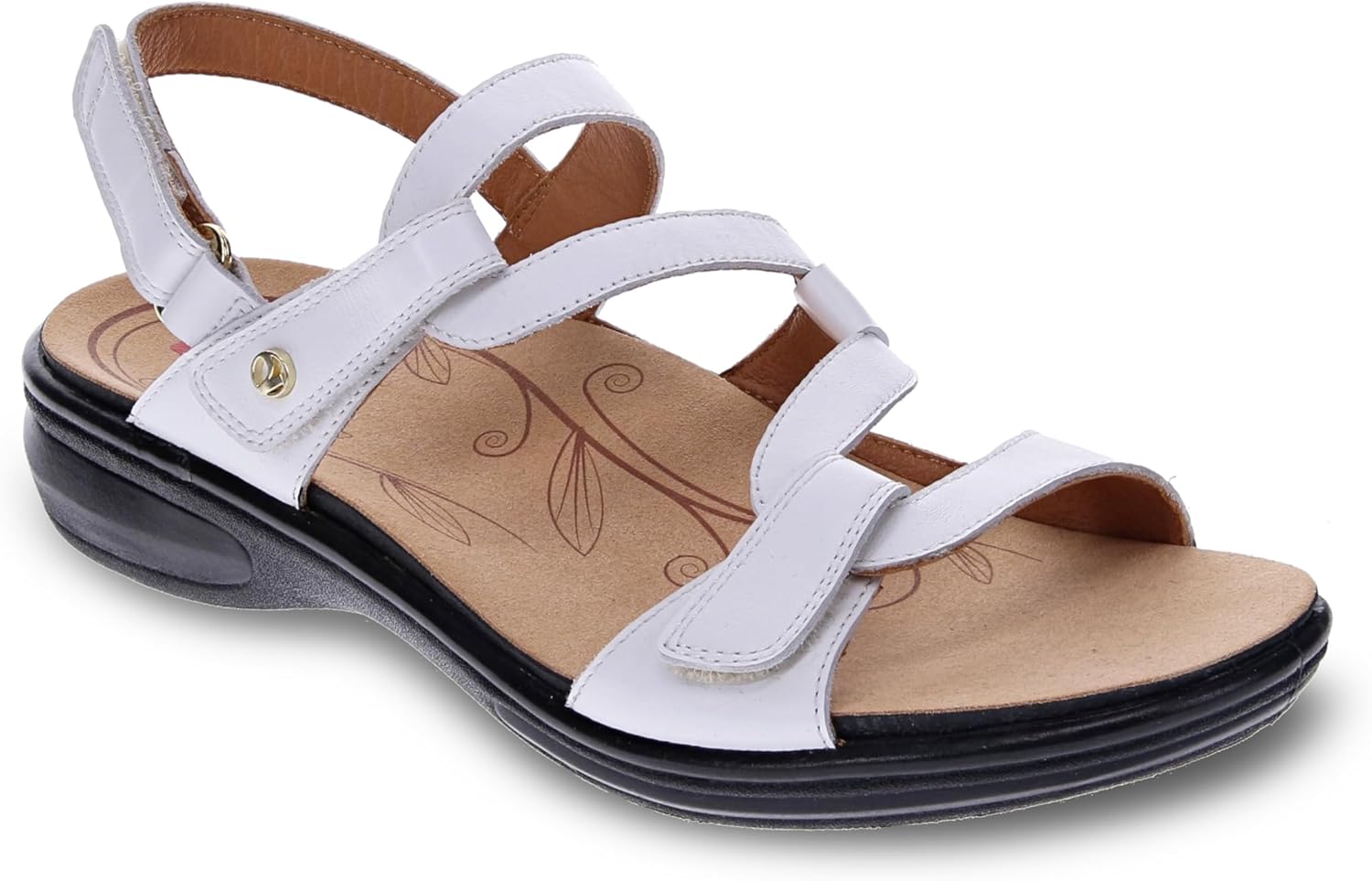 Revere Emerald Adjustable Sandal for Women - Gunmetal Orthotic Dress Shoe with Arch Support, Comfortable Walking Shoe for Plantar Fasciitis & Bunions