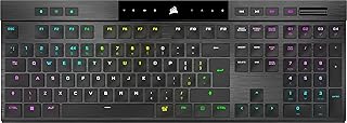 Corsair K100 AIR RGB Mechanical Gaming Keyboard - Ultra-Thin, Sub-1ms SLIPSTREAM WIRELESS, Low-Latency Bluetooth, CHERRY MX Ultra Low Profile Keyswitches - UK Layout, QWERTY - Black