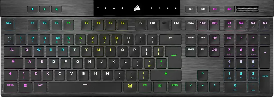 Corsair K100 AIR Wireless RGB Ultra-Thin Mechanical Gaming Keyboard – Cherry MX Low Profile Tactile Switches – Low-Latency Bluetooth – iCUE Compatible – PC, Mac, PS5, PS4, Xbox – QWERTY UK – Black