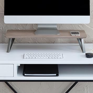 Anji Mountain Monitor Stand for Desk - Desktop Organizer & Laptop Riser, Ergonomic Monitor Riser, Space-Saving, Durable, Easy Assembly & Ideal for Home & Office,Biscotti, 24-Inch, Classic