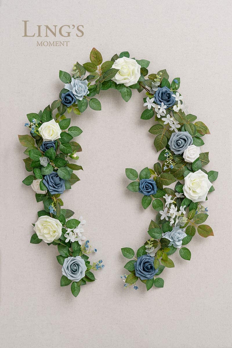 Buy Ling's moment Artificial Rose Flower Runner Rustic Flower Garland